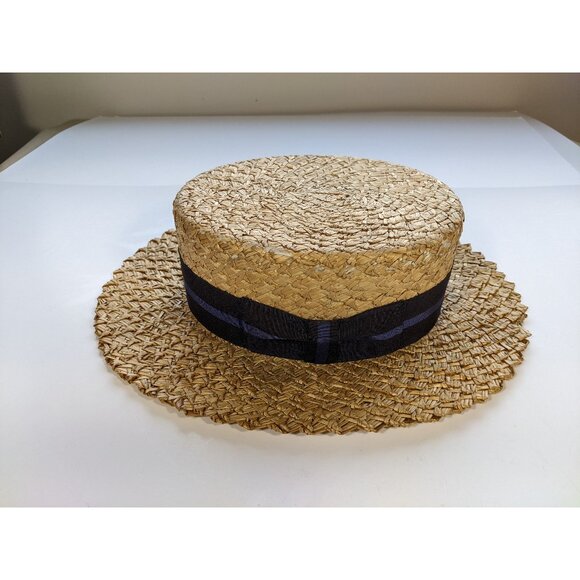 Men's Antique Royal Scot Vintage Gatsby Straw Boater Hat (size 6 7/8) AS IS - Picture 1 of 15